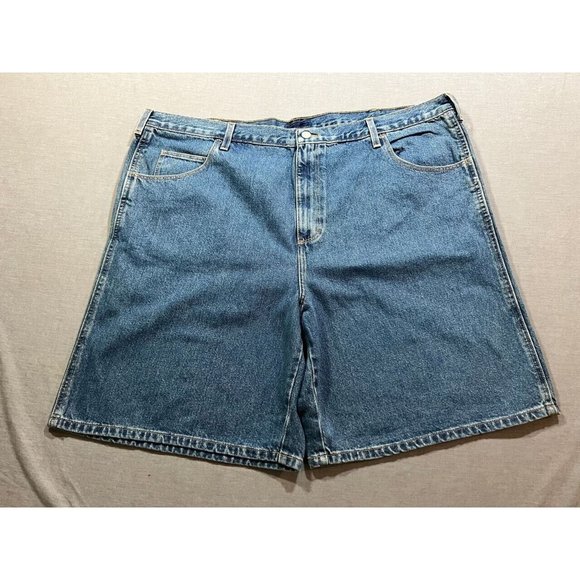 Cherokee Shorts Mens 46 Blue Denim Chino Pocketed Belted Button Zip Men NWOT. - Picture 1 of 12